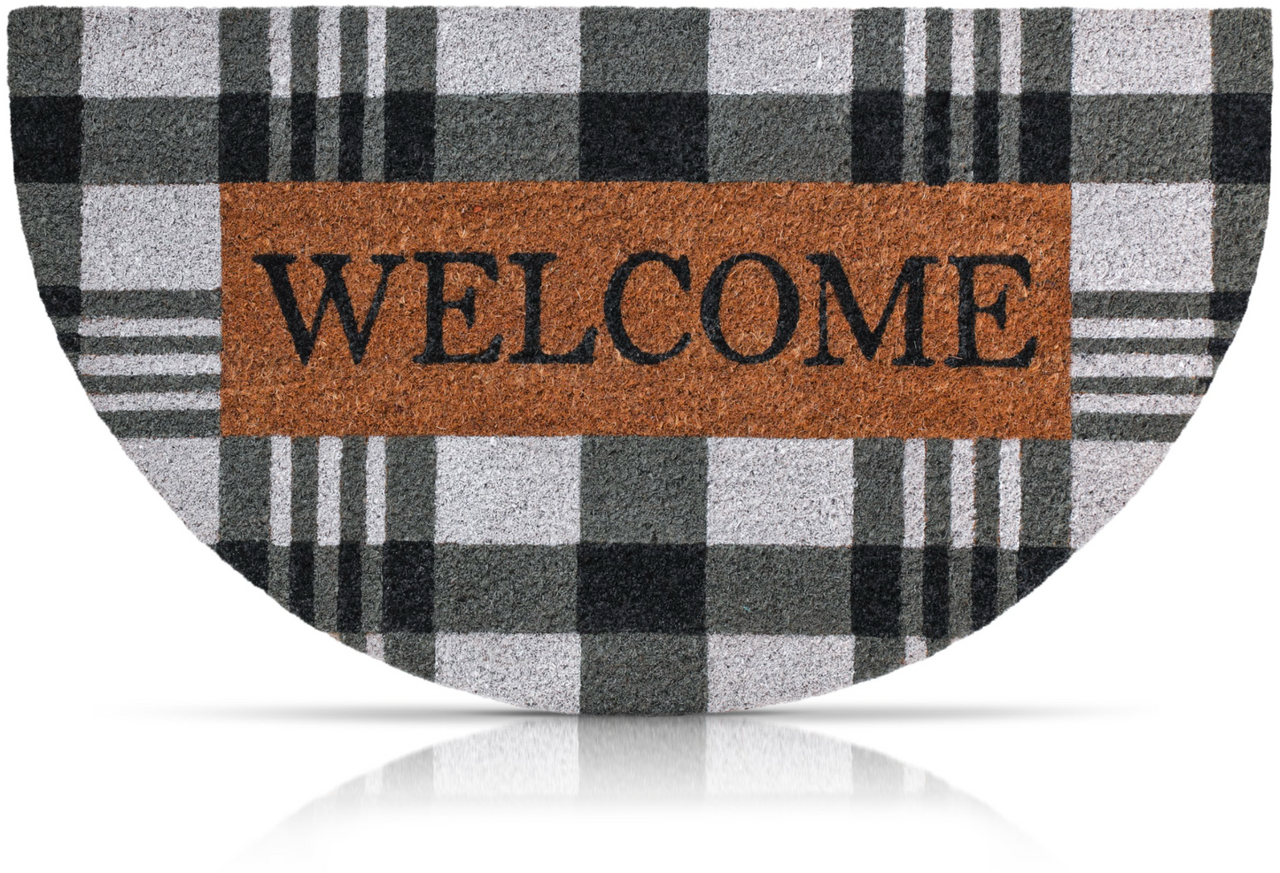 Buffalo Plaid Welcome Mat - Half Circle
