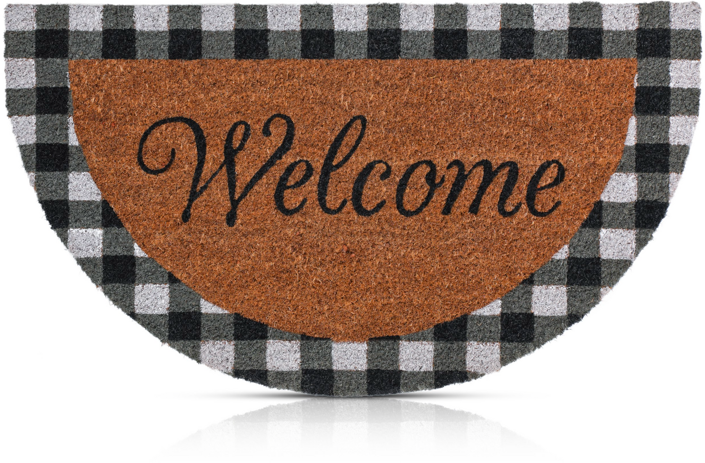 Buffalo Check Border Welcome Mat - Half Circle