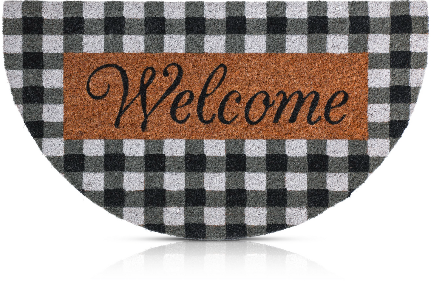 Buffalo Check Welcome Mat - Half Circle