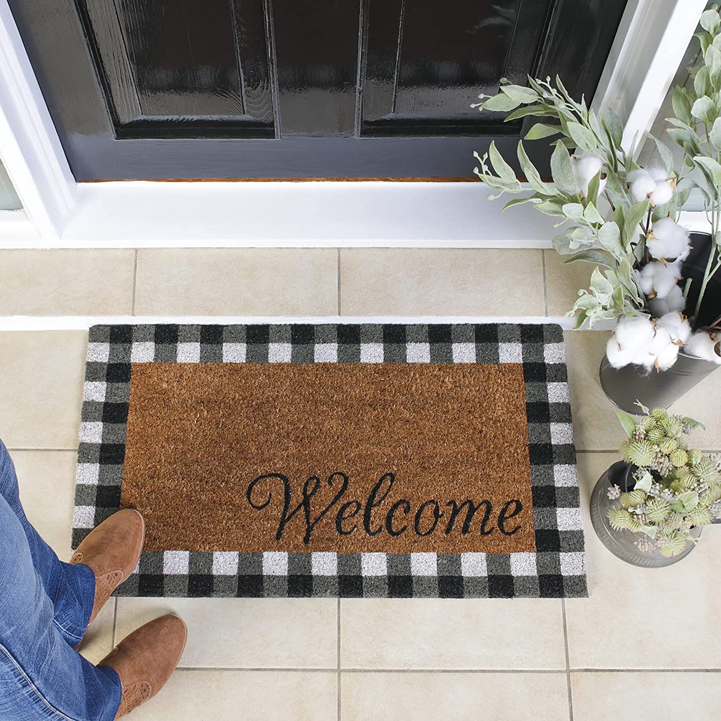 Buffalo Check Border Welcome Mat