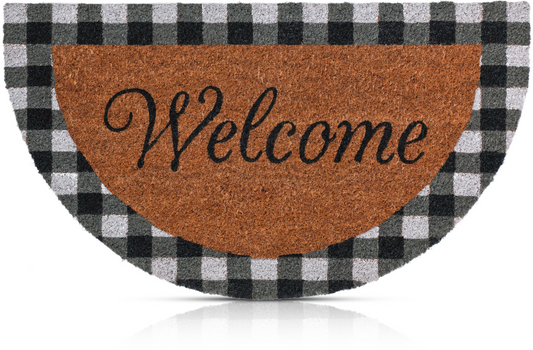 Buffalo Check Border Welcome Mat - Half Circle