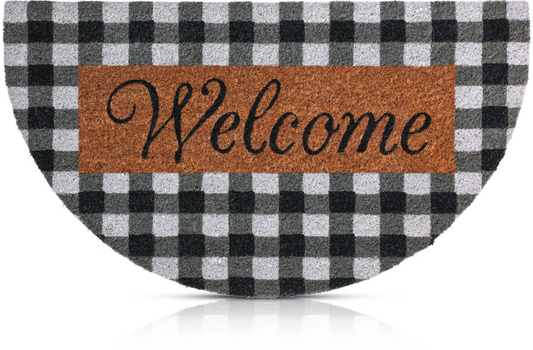 Buffalo Check Welcome Mat - Half Circle